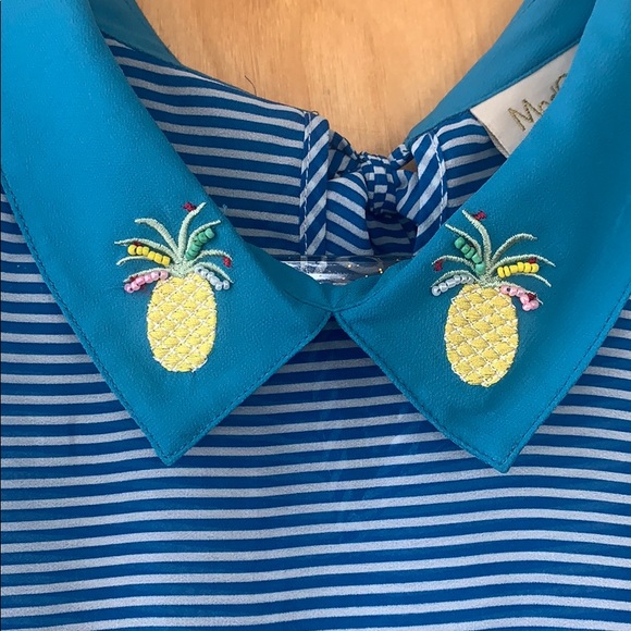 {ModCloth} Blue/White Stripe Blouse w/ Pineapples - Picture 2 of 4